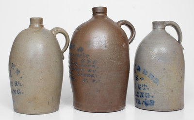 Lot of Three: WHEELING, W. VA Stoneware Advertising Jugs