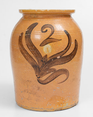 Rare Whitewater, Wisconsin Redware Jar w/ Manganese Decoration