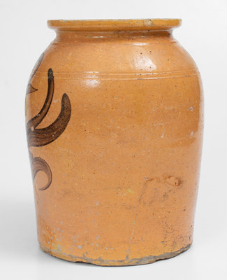 Rare Whitewater, Wisconsin Redware Jar w/ Manganese Decoration