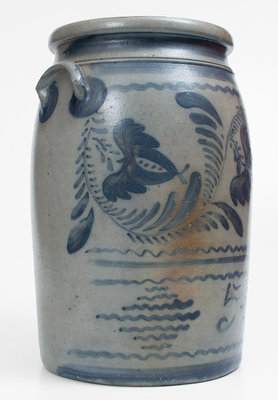 5 Gal. Western PA Stoneware Jar w/ Elaborate Freehand Decoration