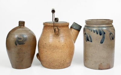 Lot of Three: Stoneware Jug, Jar, and EVAN R. JONES / PITTSTON, PA Batter Pail