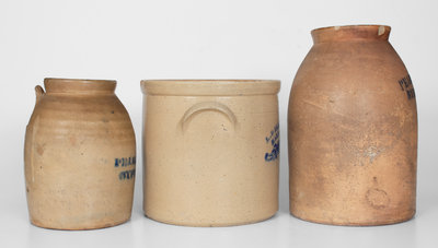 Lot of Three: Ballardvale, MA Stoneware Jars incl. Two w/ Stenciled BYFIELD, MASS. Advertising