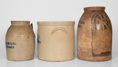 Lot of Three: Ballardvale, MA Stoneware Jars incl. Two w/ Stenciled BYFIELD, MASS. Advertising