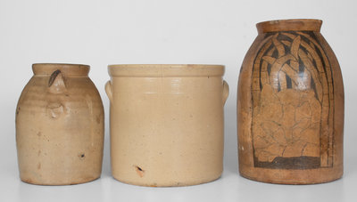 Lot of Three: Ballardvale, MA Stoneware Jars incl. Two w/ Stenciled BYFIELD, MASS. Advertising