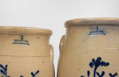 Lot of Two: BALLARD VALE / STONEWARE MF.G.C Jars w/ Elaborate Vine Decoration