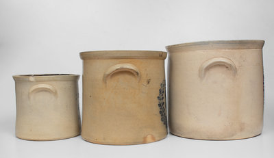 Lot of Three: Unusual Ballardvale, Massachusetts Stoneware Crocks