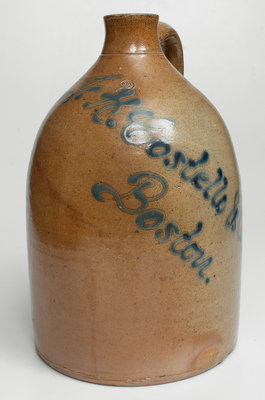 Stoneware Jug with Script Boston Advertising