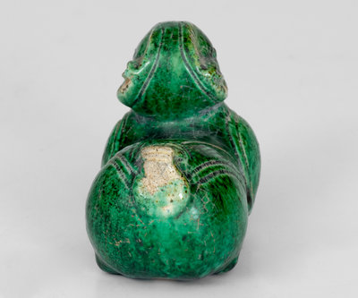 Copper-Glazed Redware Ram Figure, Unknown Origin, possibly Moravian, North Carolina