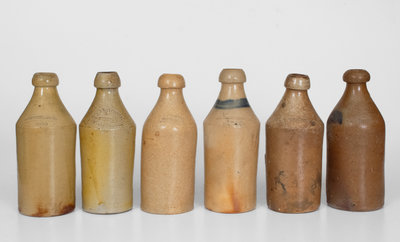 Lot of Six: Stoneware Bottles with Impressed Names