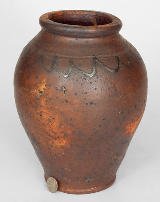 Unusual Early Stoneware Jar with Slip-Trailed Decoration