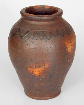 Unusual Early Stoneware Jar with Slip-Trailed Decoration