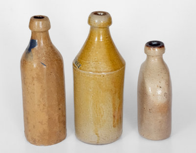 Lot of Three: Stoneware Flask and Two Stoneware Bottles