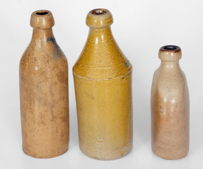 Lot of Three: Stoneware Flask and Two Stoneware Bottles
