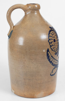 Exceptional JOHN YOUNG & CO. / HARRISBURG, PA Stoneware Jug w/ Slip-Trailed Floral Decoration