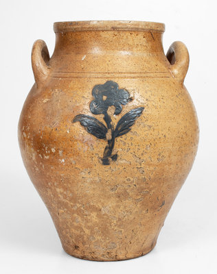 Attrib. Jonathan Fenton (Boston, Mass.) Stoneware Jar w/ Impressed Floral Decoration, late 18th century