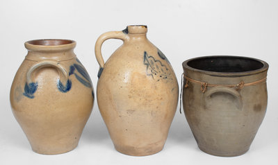 Lot of Three: Ovoid Stoneware Jug and Jars incl. L. NORTON / BENNINGTON Example