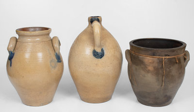 Lot of Three: Ovoid Stoneware Jug and Jars incl. L. NORTON / BENNINGTON Example