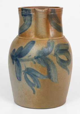 Attrib. Adam Keister, Strasburg, Virginia, Stoneware Pitcher w Floral Decoration