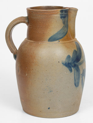 Attrib. Adam Keister, Strasburg, Virginia, Stoneware Pitcher w Floral Decoration