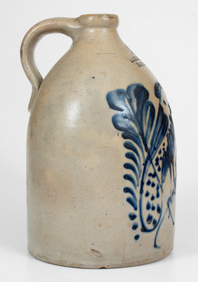 Fine Stoneware MANCHESTER, NH Advertising Jug w/ Parrot Decoration, att. F. B. Norton, Worcester, MA