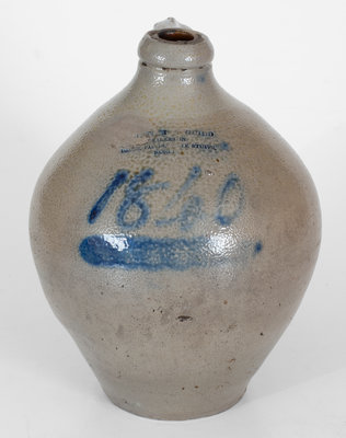 Rare Bangor, Maine Stoneware Advertising Jug Dated 1840