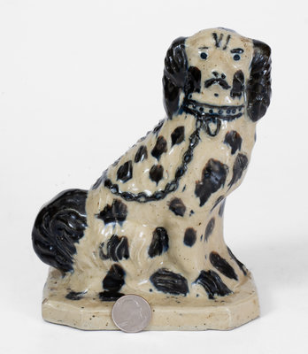 Fine Elaborate Midwestern Stoneware Spaniel Figure, late 19th century