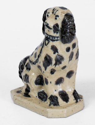Fine Elaborate Midwestern Stoneware Spaniel Figure, late 19th century
