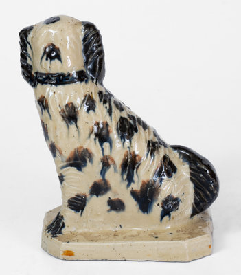 Fine Elaborate Midwestern Stoneware Spaniel Figure, late 19th century