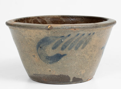 S. BELL & SON / STRASBURG, VA Stoneware Bowl w/ Floral Decoration, c1890