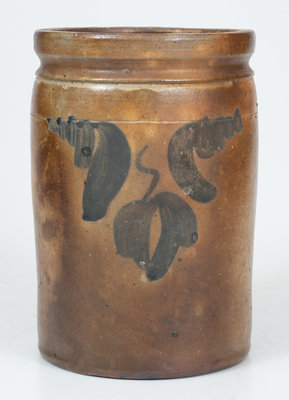 SOLOMON BELL / STRASBURG, VA Stoneware Jar w/ Floral Decoration, circa 1850-1880