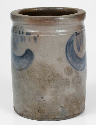 SOLOMON BELL / STRASBURG, VA Stoneware Jar w/ Cobalt Swag Decoration