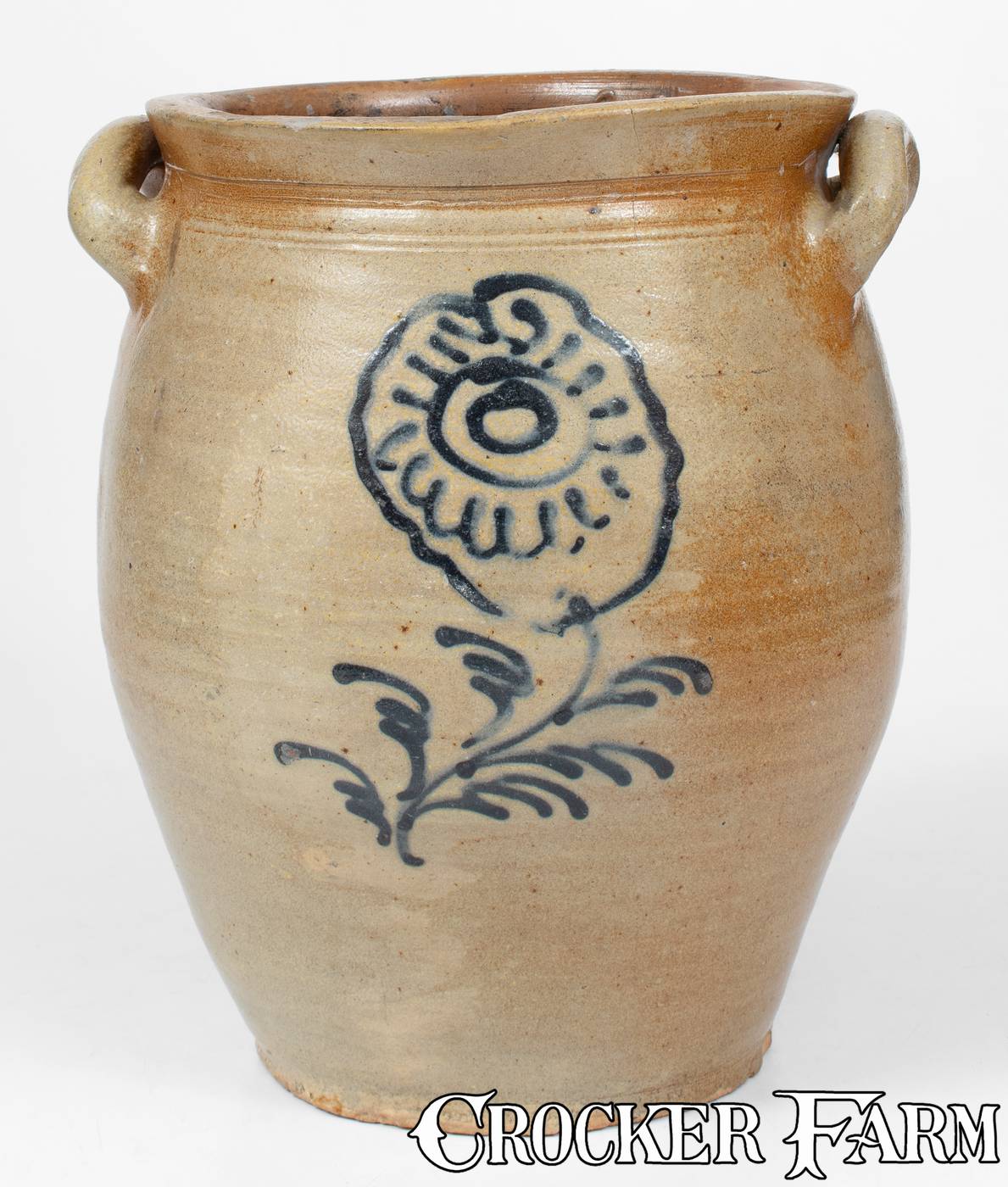 Clark Howe Fine New York State Stoneware Jar w/ Slip-Trailed Floral Decoration ...