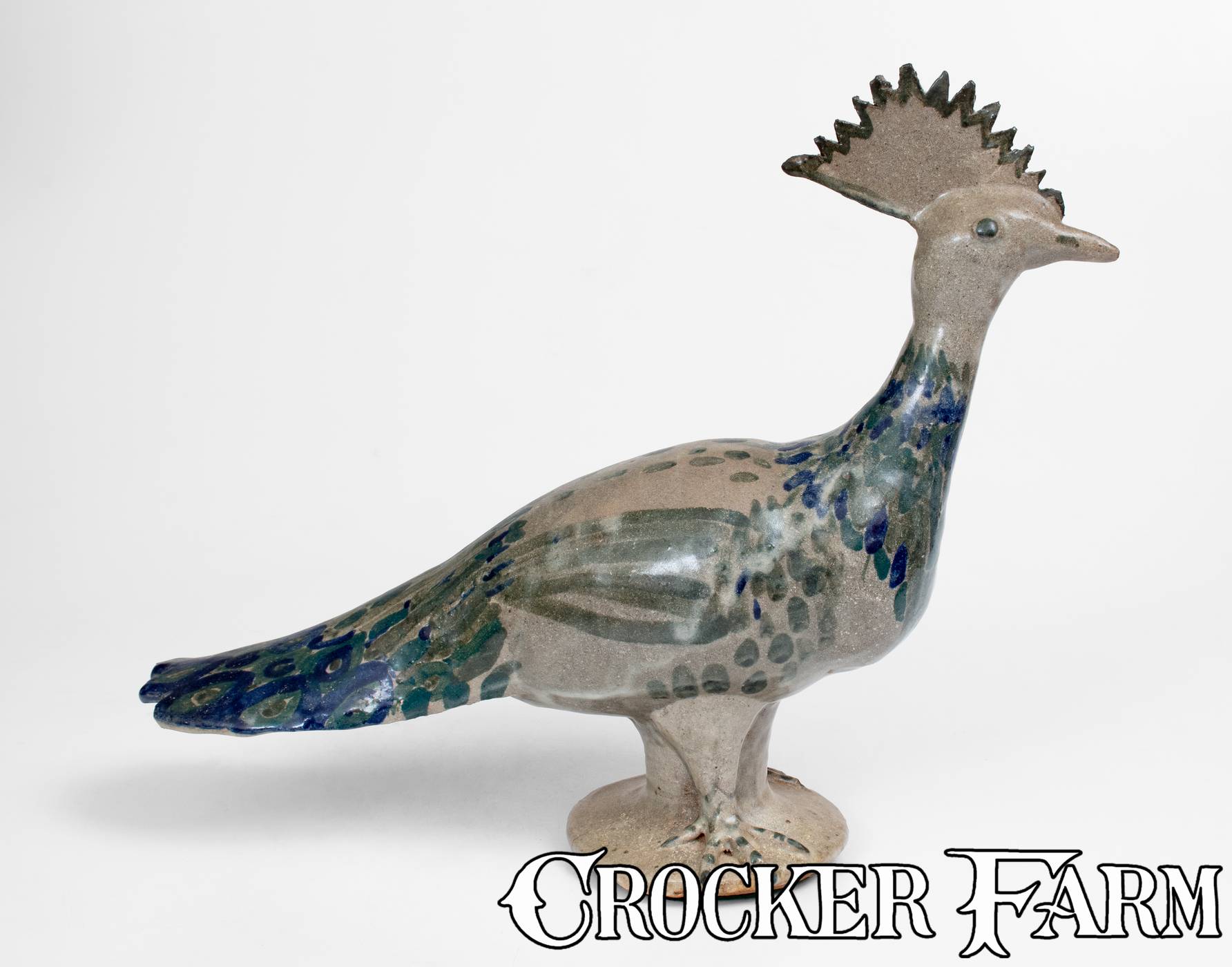 Arie Meaders pottery peacock figure