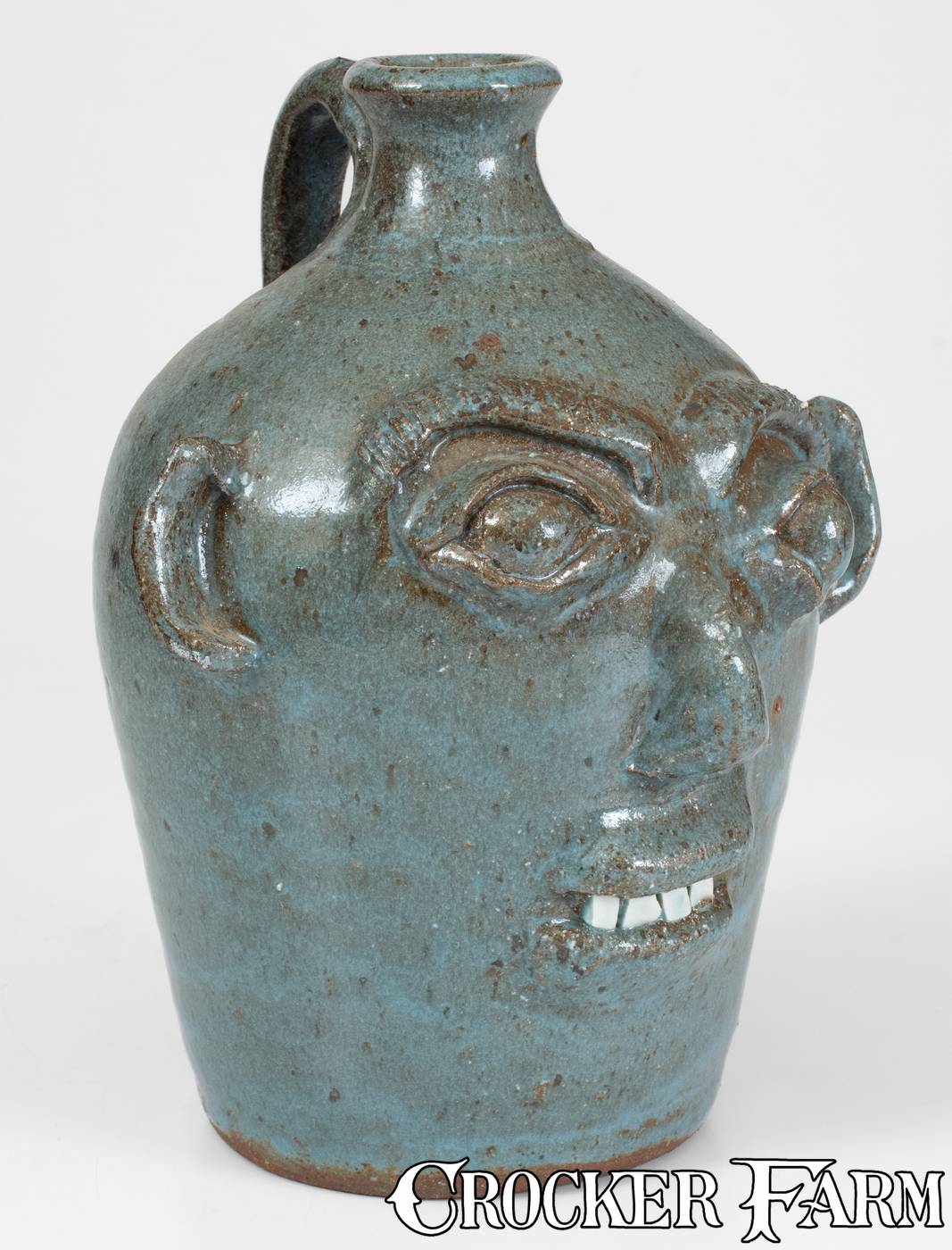 Rare Blue-Glazed B.B. CRAIG / VALE, N.C. Stoneware Face Jug -- Lot 381 ...