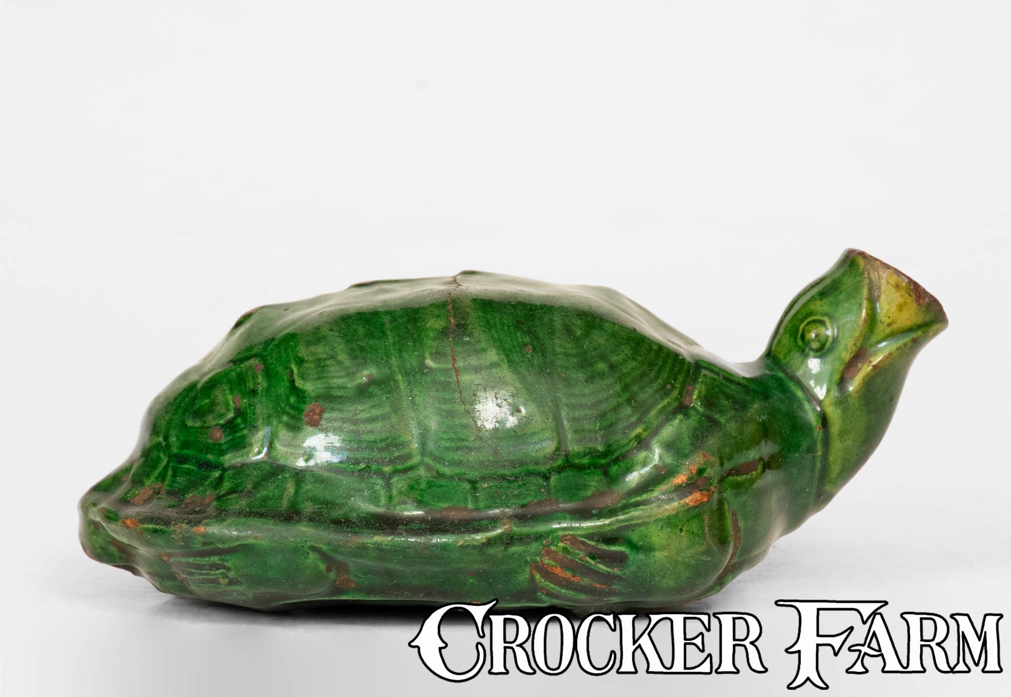 Moravian pottery turtle bottle (Salem, North Carolina redware)