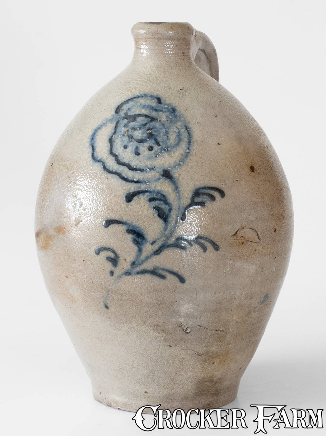 Clark Howe Attrib. Howe & Clark, Athens, New York Stoneware Jug w/ Elaborate Slip ...
