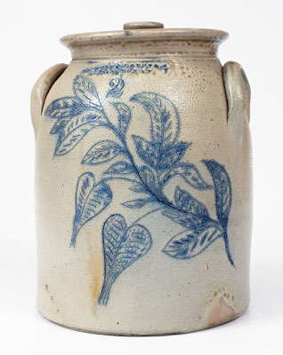 Outstanding NICHOLS & BOYNTON / BURLINGTON, VT Stoneware Lidded Jar w/ Elaborate Incised Decoration