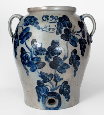 Exceptional 10 Gal. Baltimore Stoneware Water Cooler w/ 1839 Date, attrib. Brotherton and Davidson