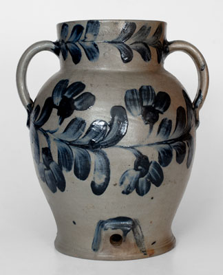 Extremely Rare H. MYERS Baltimore Stoneware Water Cooler w/ Elaborate Floral Decoration, circa 1821-29