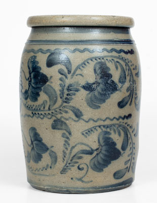 Fine Western PA 2 Gal. Stoneware Jar w/ Profuse Freehand Floral Decoration