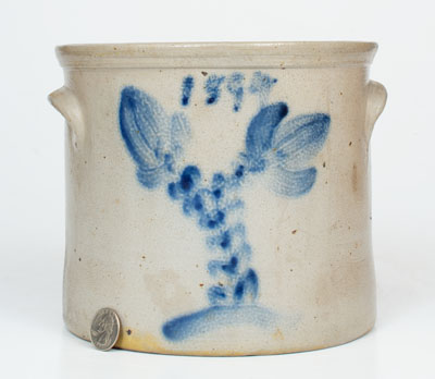 Attrib. Athens Pottery (Athens, New York) Stoneware Crock Dated 1894