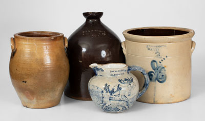 Lot of Four: 19th Century Northeastern U.S. Stoneware Vessels