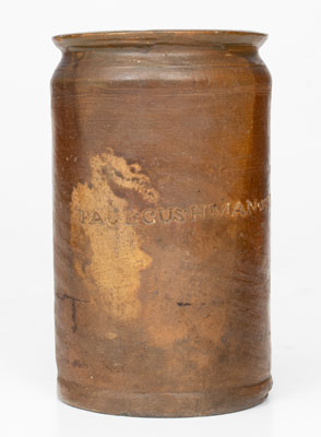 Rare PAUL CUSHMAN'S STONEWARE FACTORY 1811 Stoneware Jar (Albany, NY)