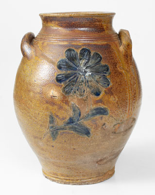 Fine Hudson River Valley Stoneware Jar w/ Incised Floral Decorations, early 19th century