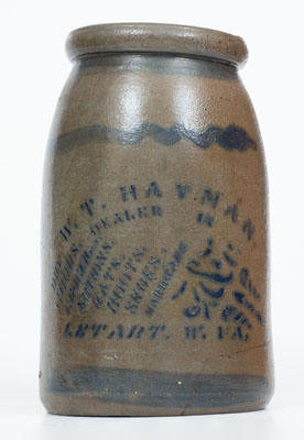 LETART, W. VA Stoneware Advertising Canning Jar, circa 1875