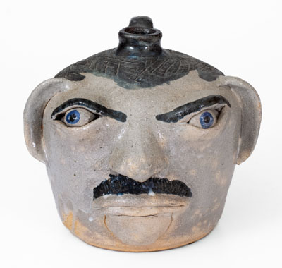 Exceedingly Rare and Important Arie Meaders (Cleveland, Georgia) Face Jug, 1956-69