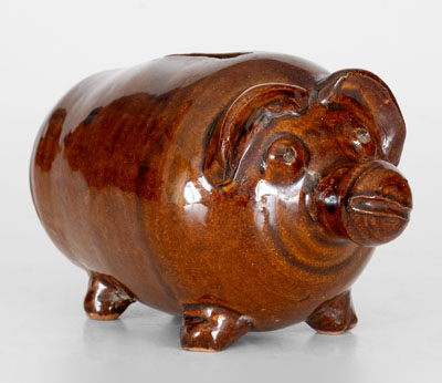 Evan Brown Pottery Pig Bank, Arden, NC, c1990