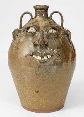 Kim Ellington Double-Handled Stoneware Face Jug, Vale, North Carolina