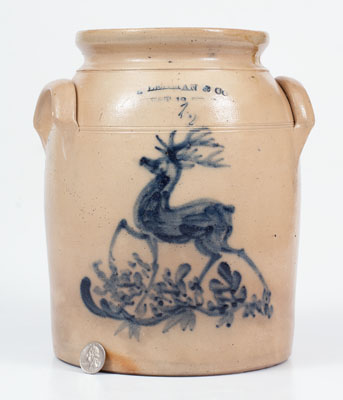 Scarce L. LEHMAN & CO / WEST 12TH ST NY (Manhattan) Stoneware Deer Crock