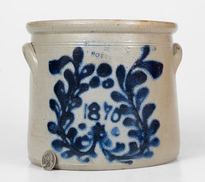 WEST TROY, N.Y. POTTERY Stoneware Crock, Dated 1870